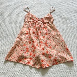 SkyLar Rose Floral Orange Romper